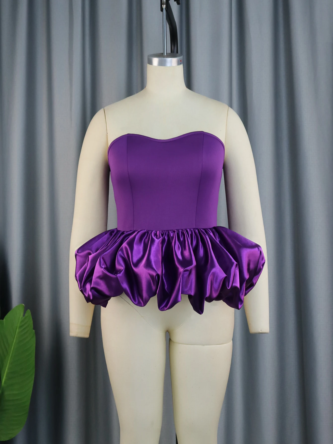 Backless Tops for Women Large Size Strapless Purple Off The Shoulder Slim Fit Evening Cocktail Birthday Party Pullover Blouses