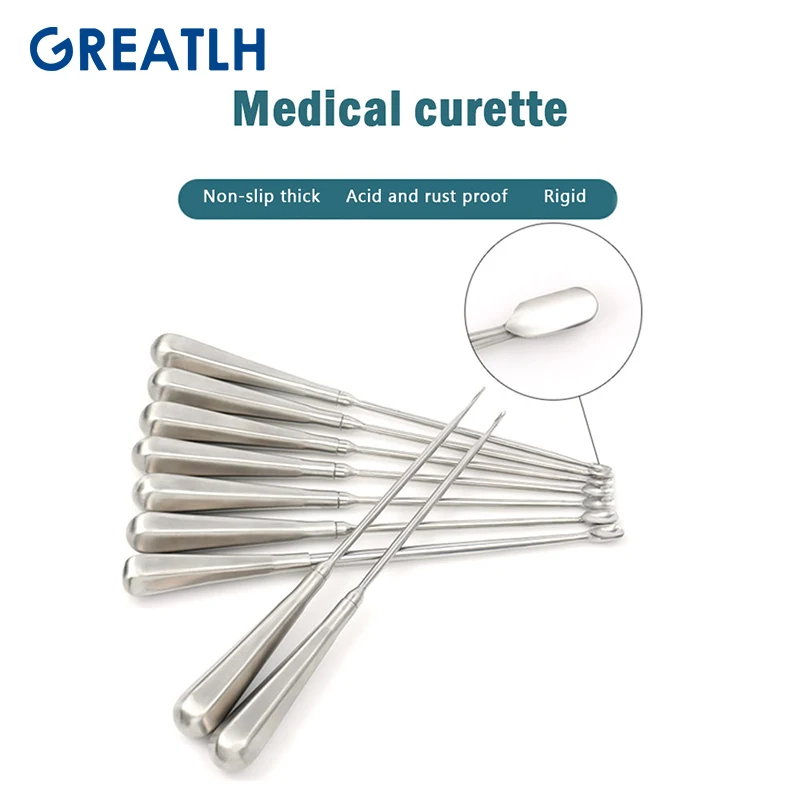 1pcs Medical Bone Curette Stainless Steel Spatula Bone Spoon Tools Veterinary Orthopedic Instrument pet