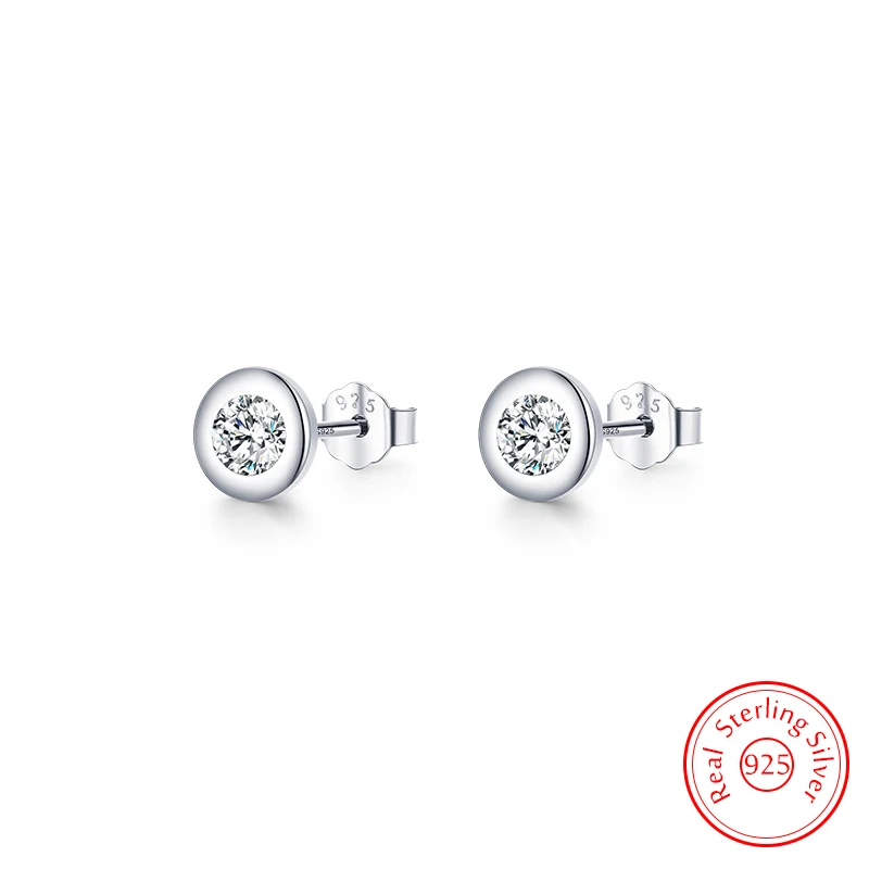 

Real 925 Sterling Silver Crystal Jewelry Fashion Stud Earrings For Women FQL25147