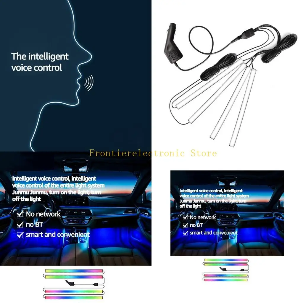 

G8DB RGB Car Lights Interior Car LED Light Voice Control Easy Installation