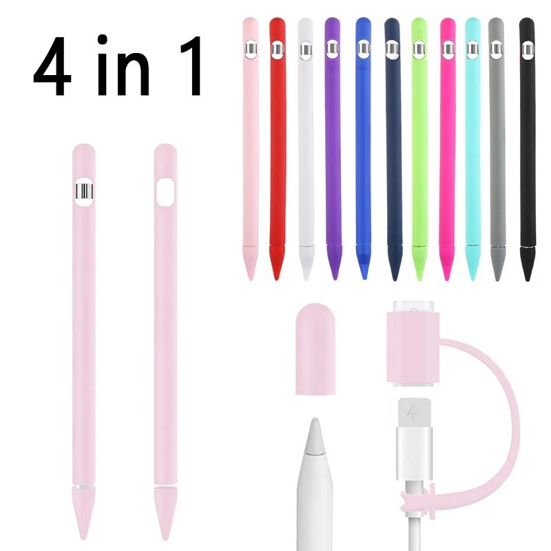 

Чехол для iPad Tablet Touch Pen Stylus Защитный чехол 4 в 1, красочный мягкий силиконовый чехол для Apple Pencil 1-го поколения