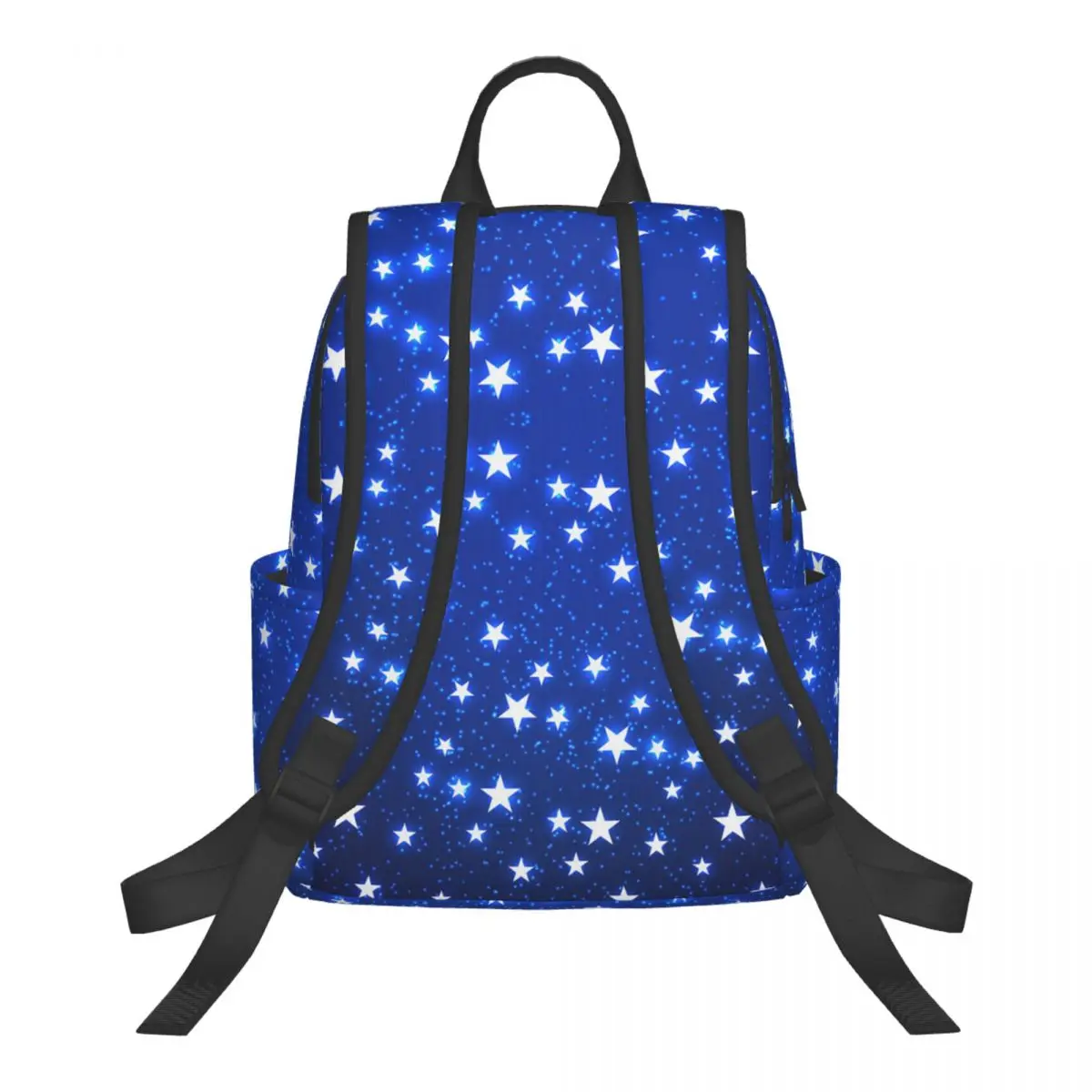 Navy Blue Sky And Stars Print Student Backpack School Bag Hiking Travel Daypack for Men Women Bookbag Shoulder Bags