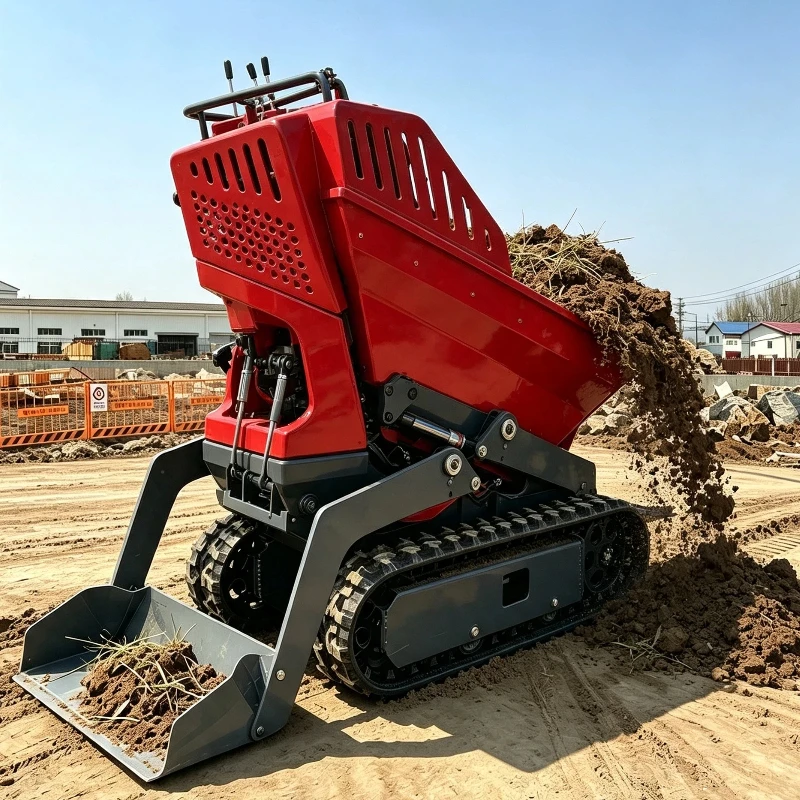 Multifunctional Mini Crawler Dump Truck Stable Driving For Garden Farm Construction Fertilizer Stone Cargo Moving Customized
