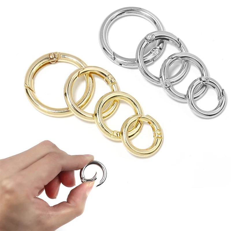 5/10pcs Metal O Ring Spring Clasps Openable Round Keyring Bag Hook Dog Chain Connector Buckles for DIY Keychain Making Accessory