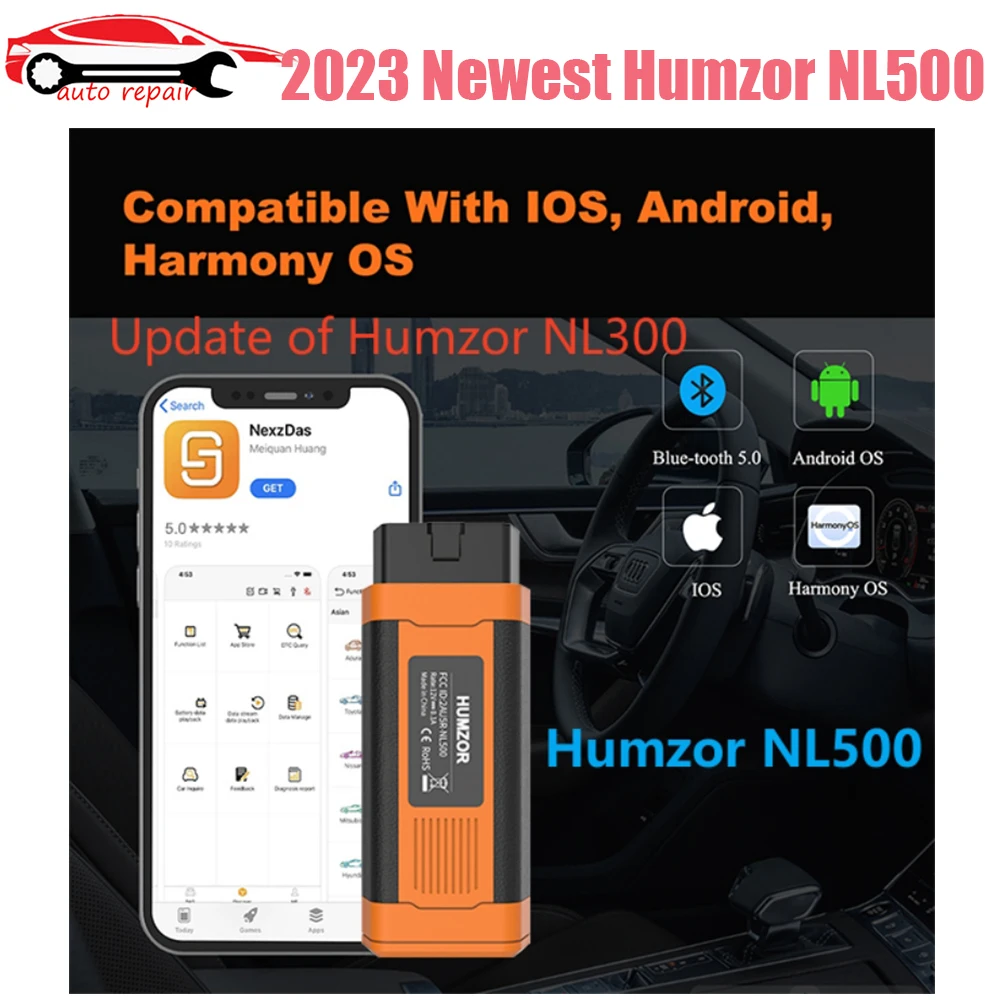 

Humzor NL500 Update of Humzor NL300 NL400 Car Diagnostic Scanner OBD2 Car Scan Tools Full System Android IOS PK Thinkdiag AP200