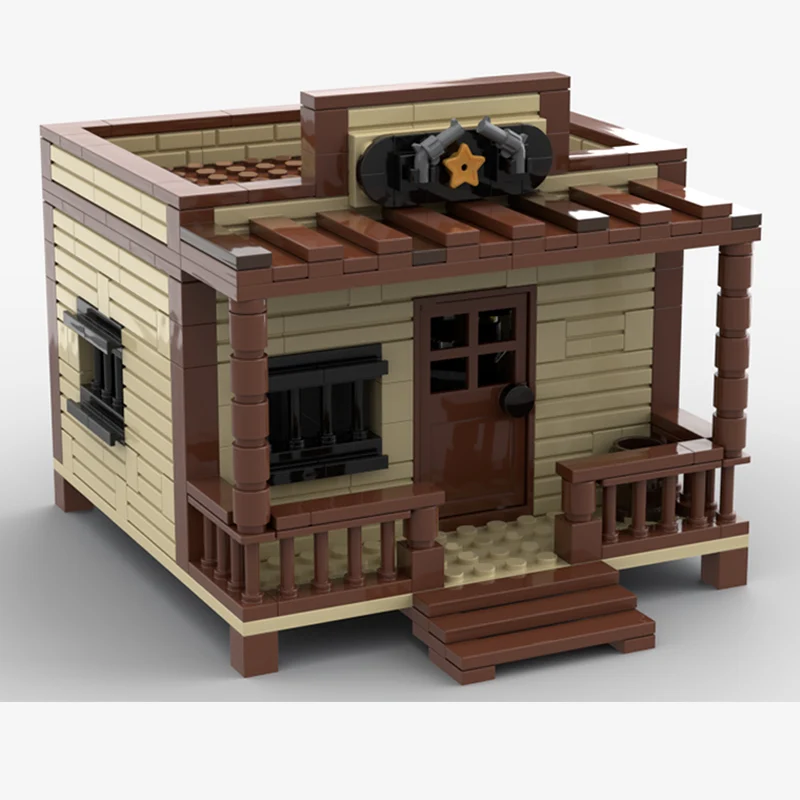 City Street View Model MOC Building Bricks Small Sheriff Station Modular Technology Gifts Holiday Assemble Children Toys Suit
