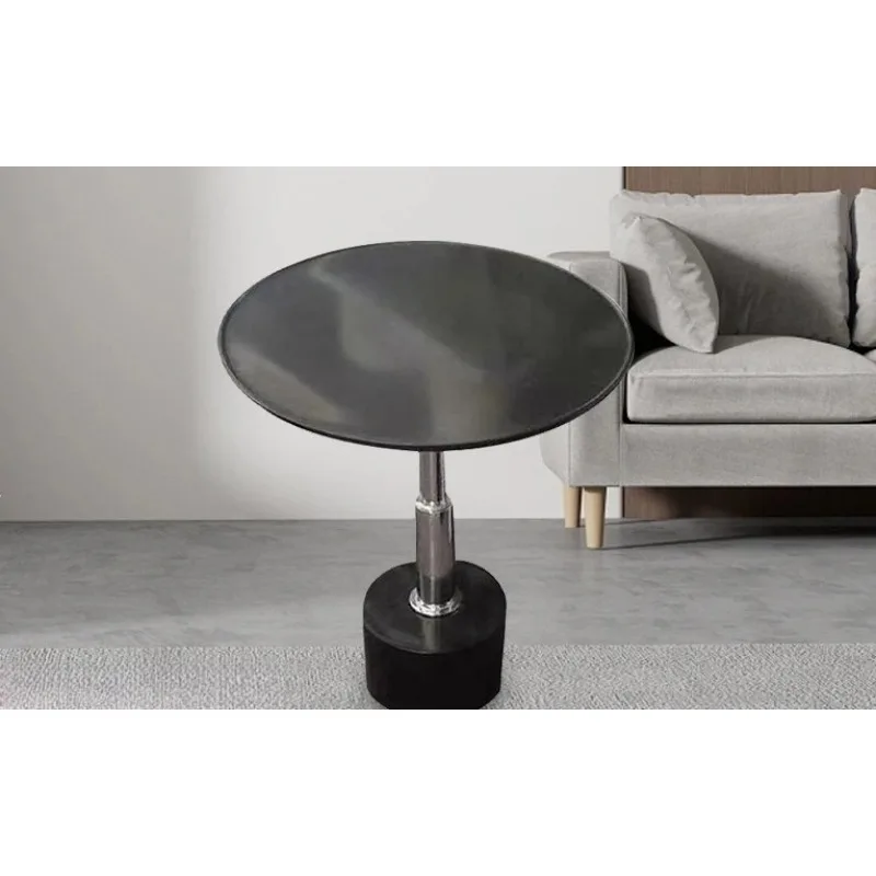 

Black modern marble coffee table, living room multi-functional marble round coffee table