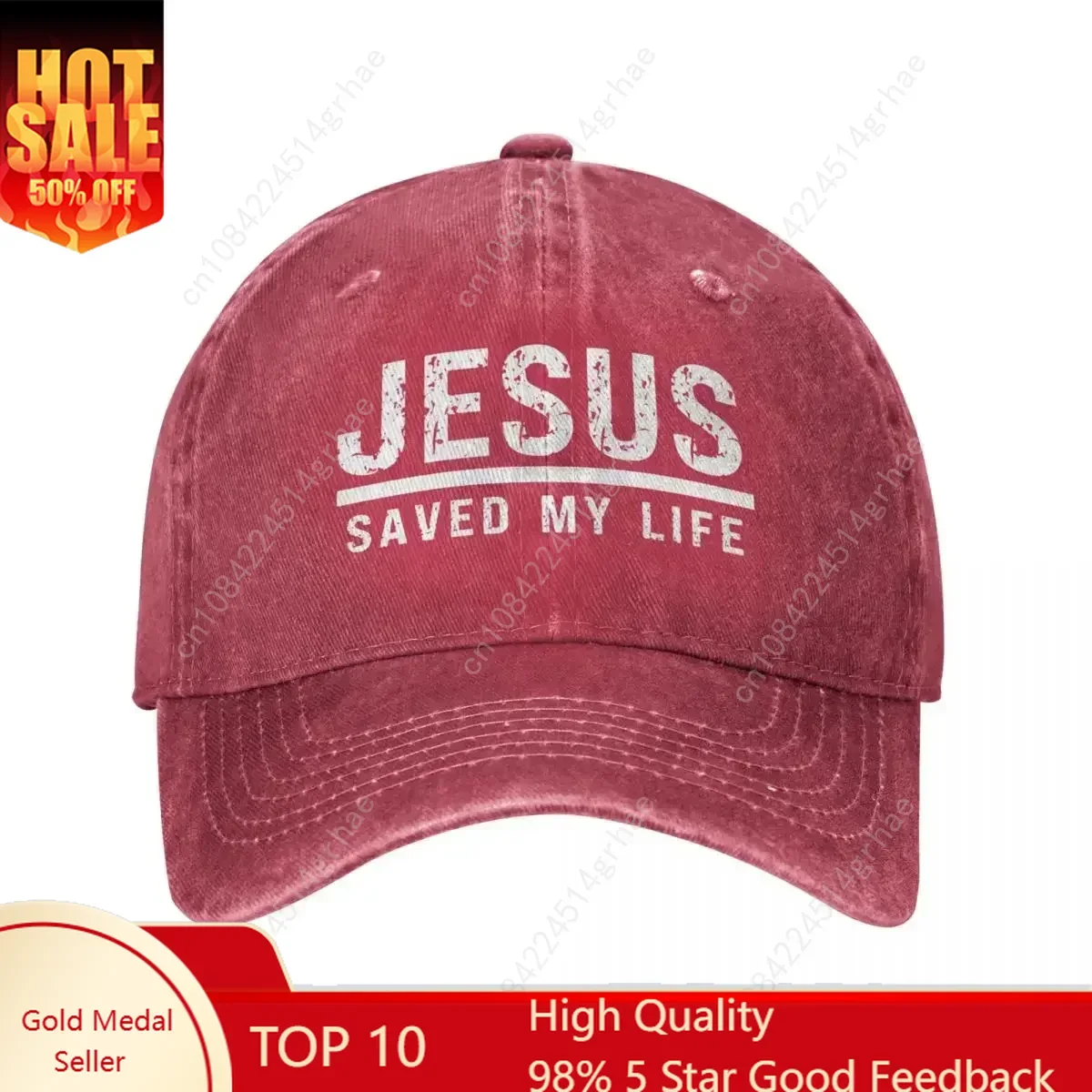

Casual Washed Jesus Saved My Life Ponytail Baseball Cap Dad Spring Summer Snapback Hat Cap Hats