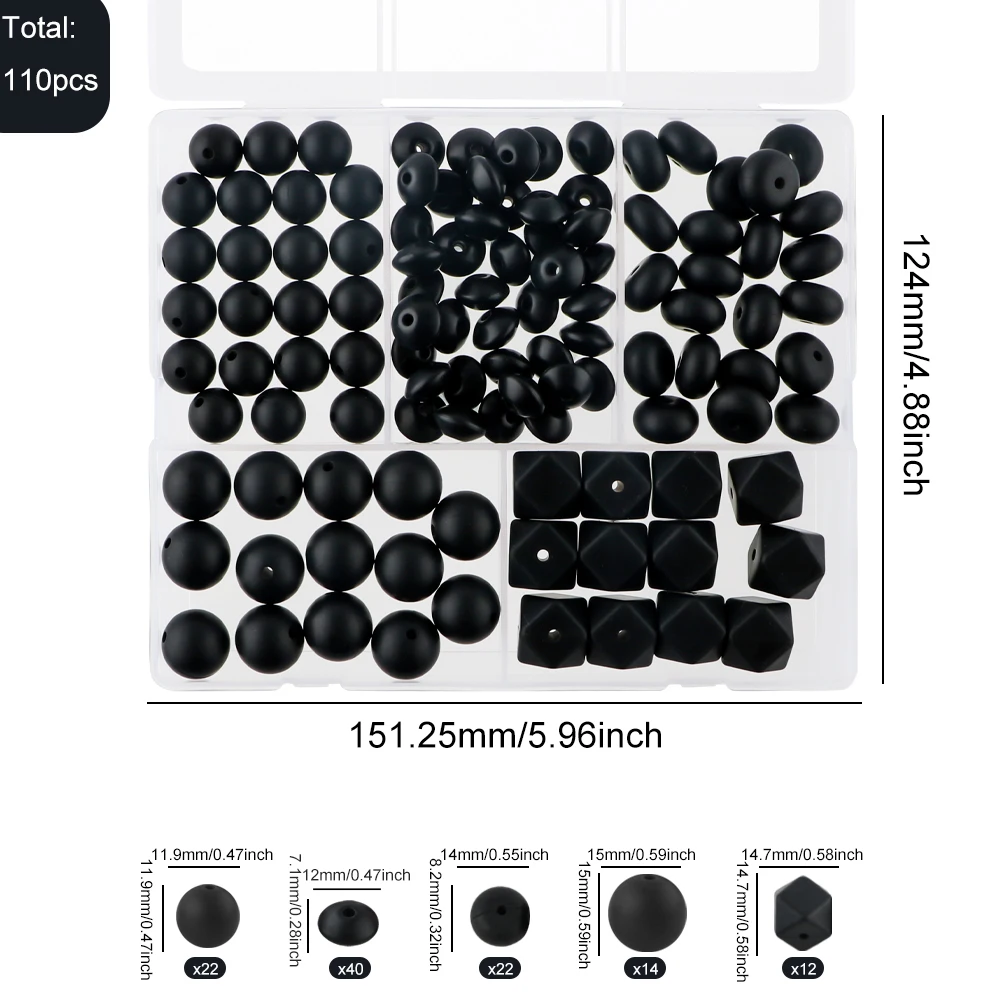 Kovict 110 Pieces Silicone Beads Multicolor 9
