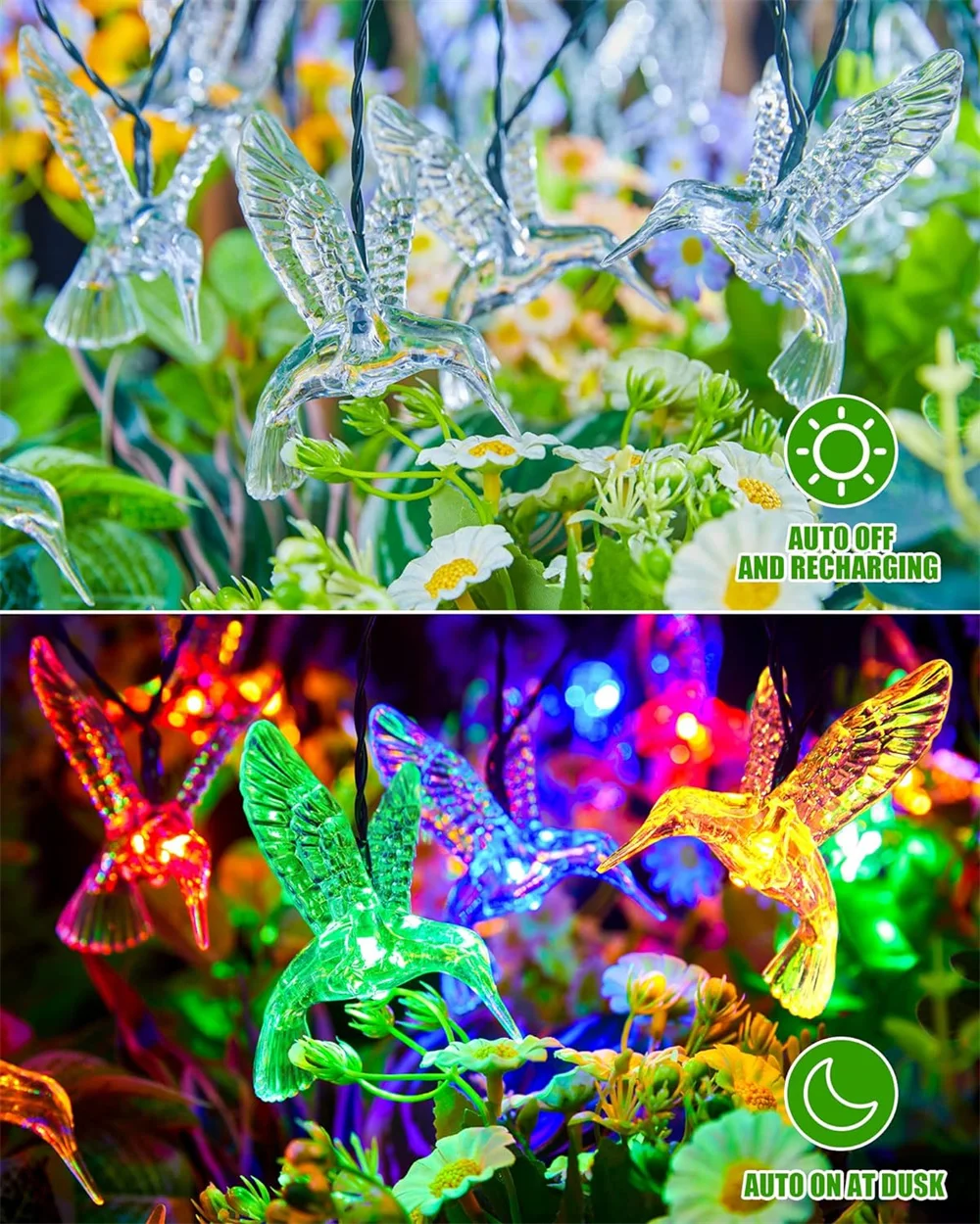 Imagem -03 - Solar Powered Hummingbird String Lights Luzes de Fadas ao ar Livre Modos Impermeável Pátio Quintal Decoração do Natal 691