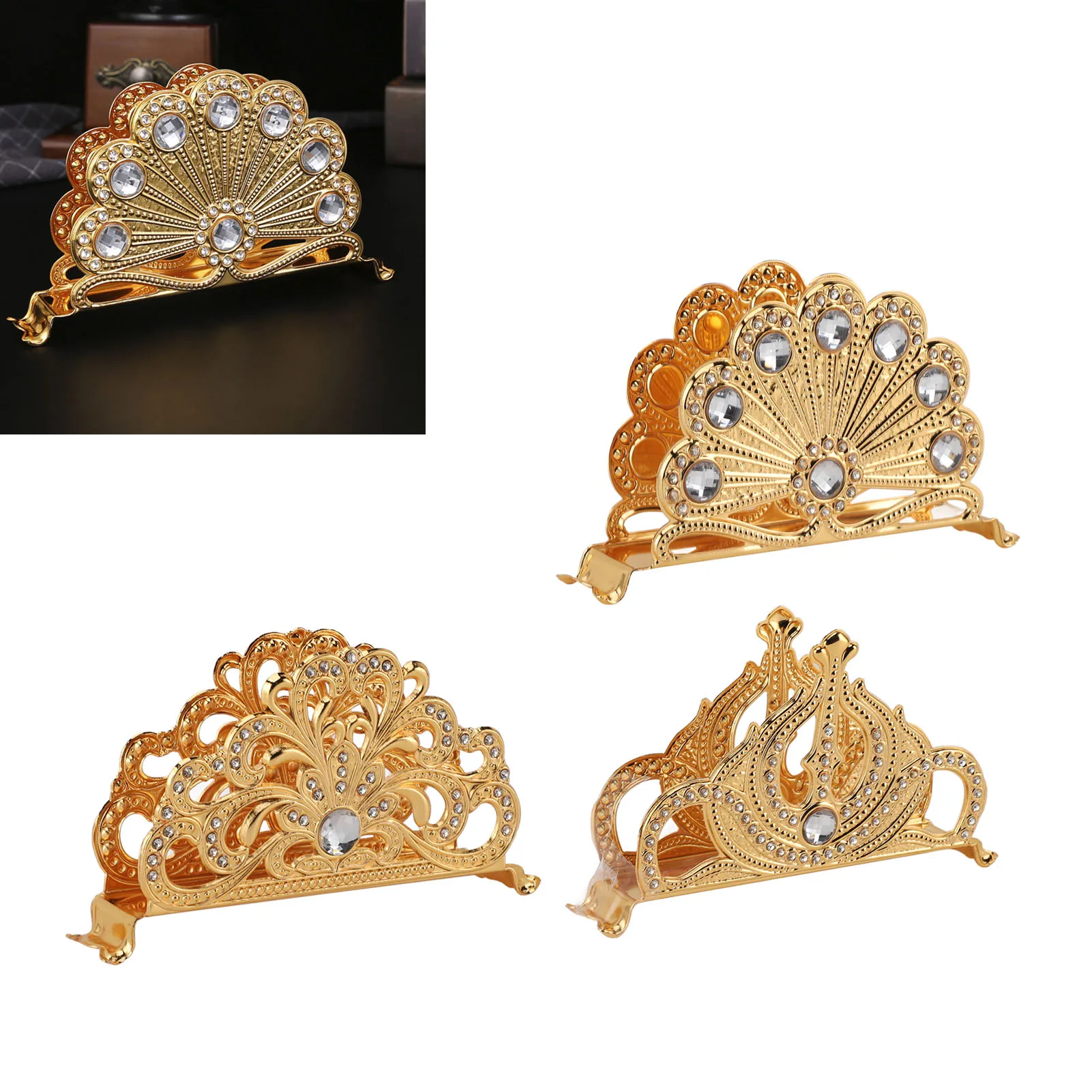 Table Napkin Organizer Easy Cleaning Zinc Alloy European  Light Luxury Exquisite Gold Napkin Holder for Kitchen for Party