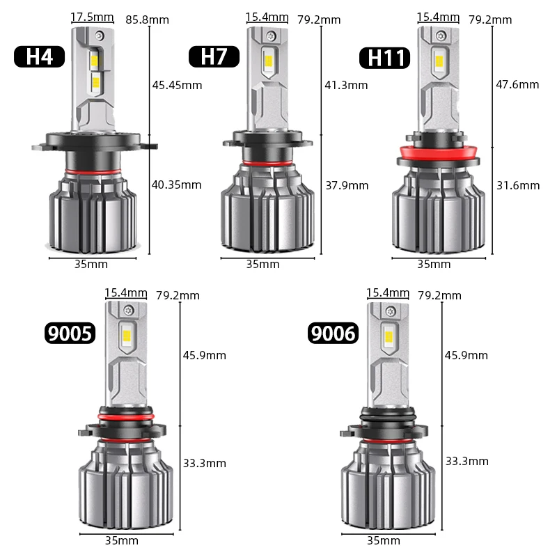 DAWNKNIGHT 9006 PTF 팬리스 LED 전구, 안개등 전구, 60W 구리 튜브 방열 6000K 2 개, 12V, S6 H8 H11 HB4