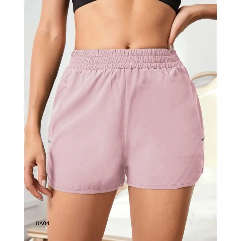 Cross border new style sports shorts fake two-piece running shorts quick drying anti glare yoga pants pocket fitness short women