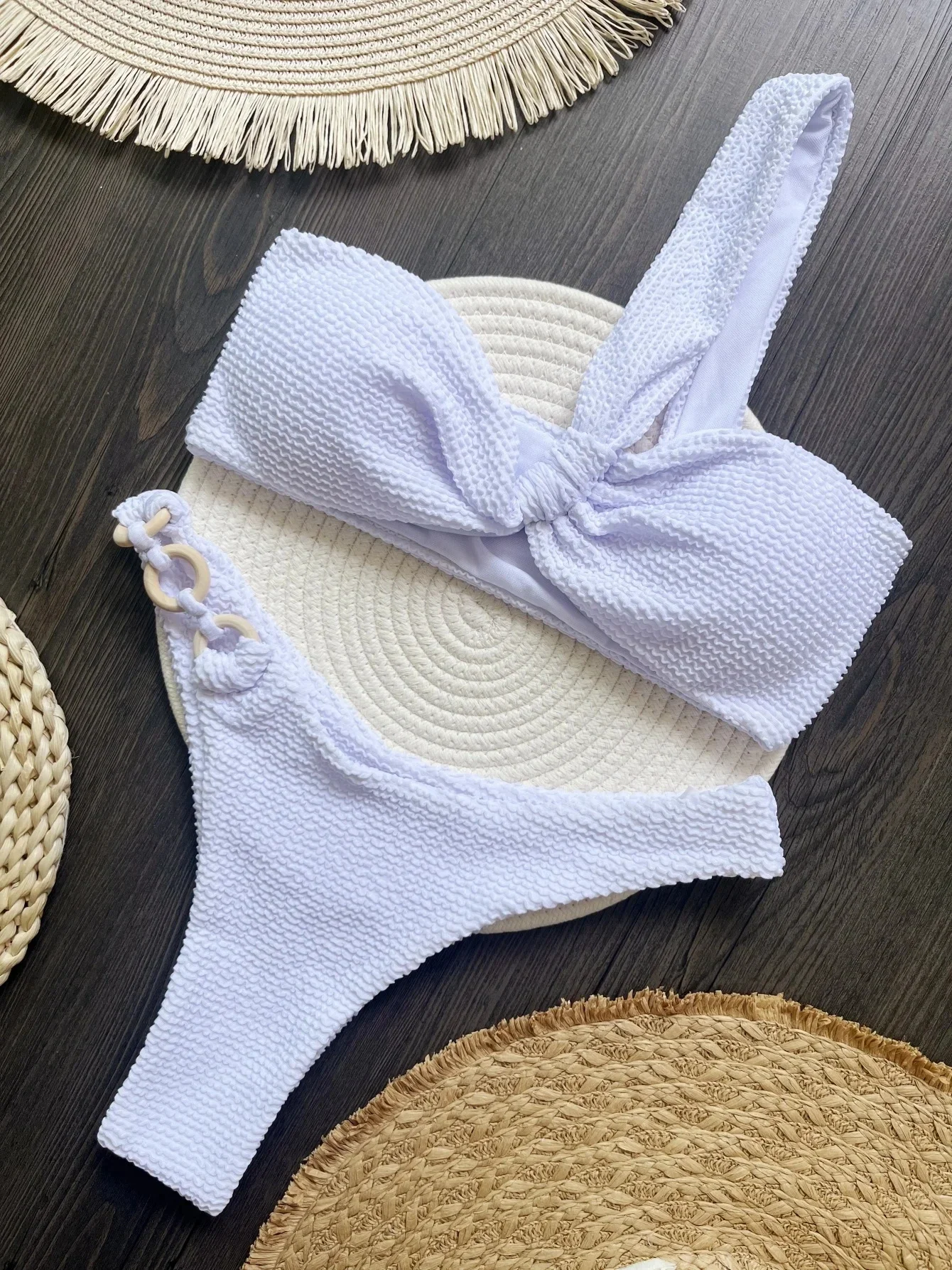 RUOTONSEPT Wrinkled Crinkled One Shoulder Padded Bikini Female Swimsuit Women Swimwear Two-pieces Bikini set Bather Bathing Suit