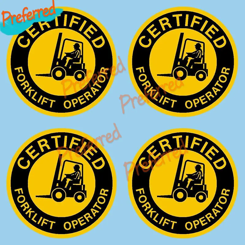 Adesivo Certificado para Operador de Empilhadeira - Pacote com 4 Adesivos Redondos para Capacete, Capacete de Moto, Carro, Vinil, Porta-Malas e Laptop