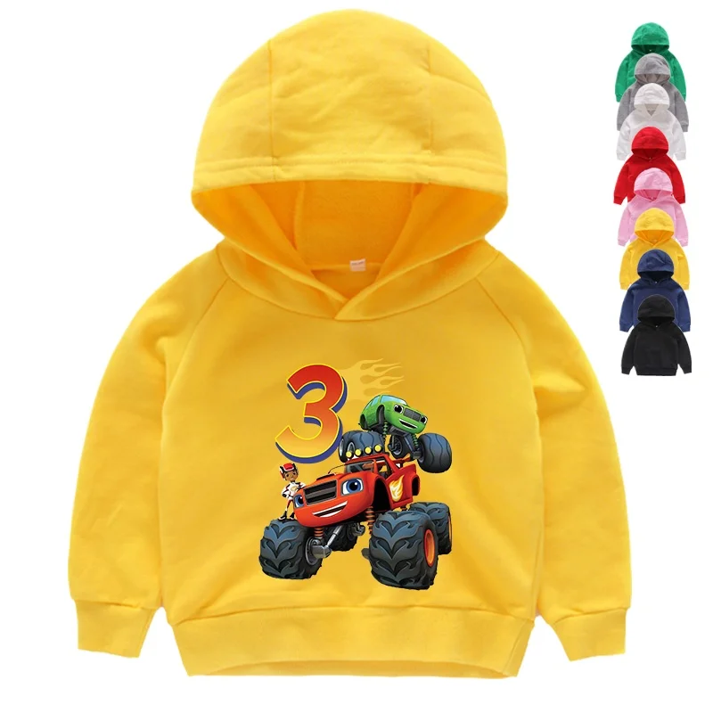 Children Clothes for Boys Sweatshirt Personalized Name Birthday Blaze Shirt Long T Shirt Girl Clothing Kids Toddler Fall Hoodie