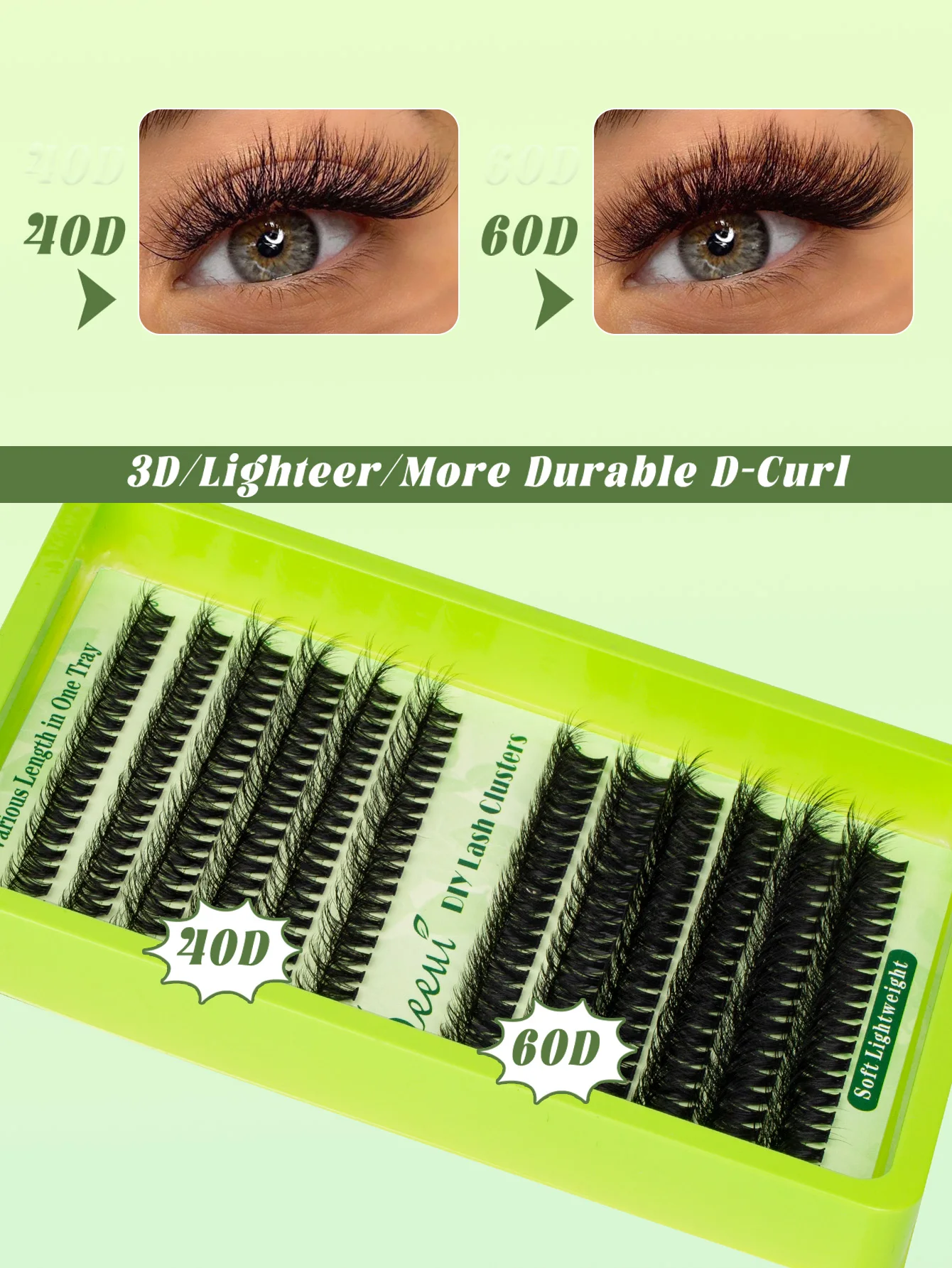 30-100D DIY Fluffy Eyelash Clusters Kit Thick Volume Wispy Individual Eyelashes Cluster Extensions With Bond and Seal Remover