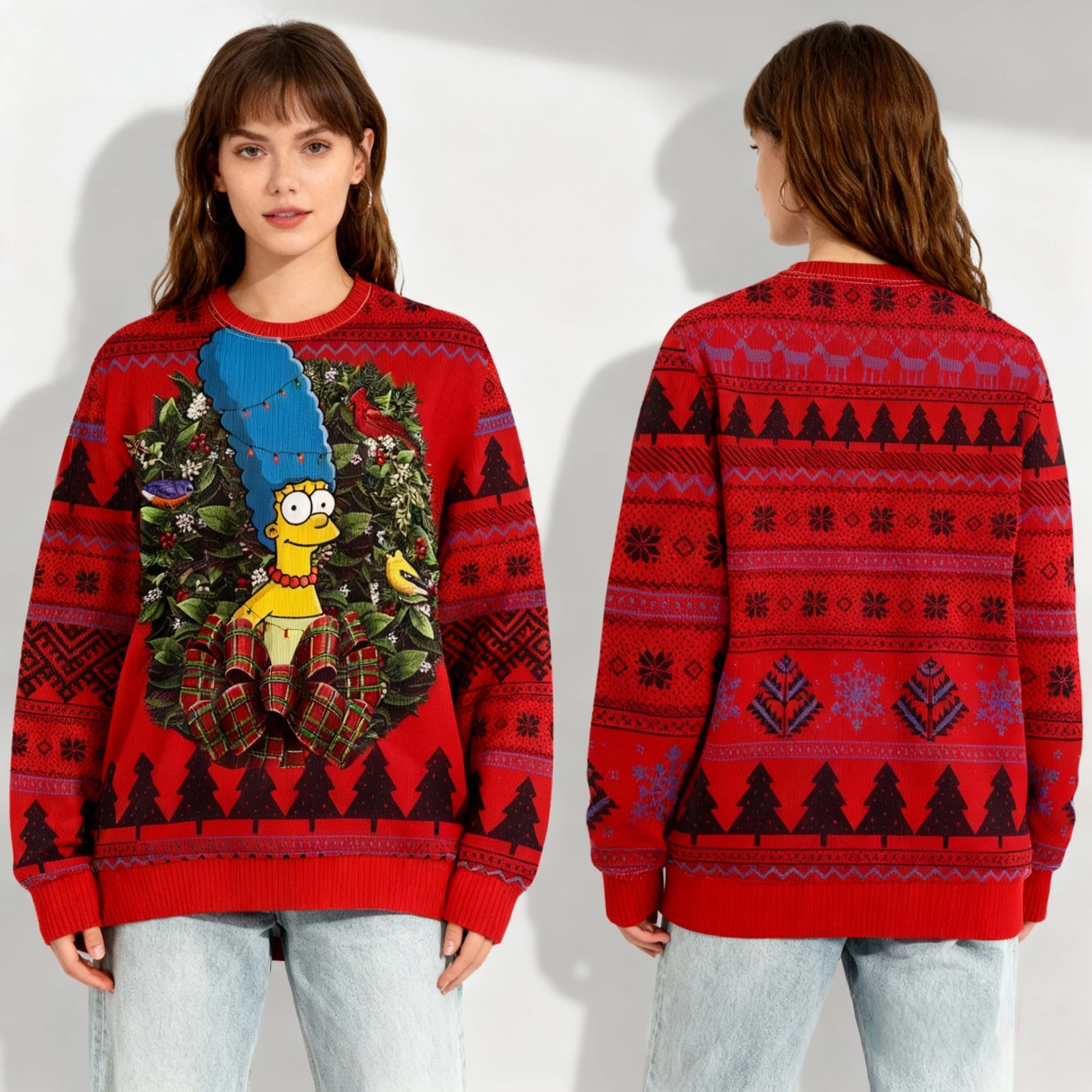 جديد الخريف/الشتاء ديزني جمع عائلة سمبسنز عيد الميلاد الملابس القبيحة ثلاثية الأبعاد مطبوعة الكبار جولة الرقبة هوديس ملابس عصرية #4