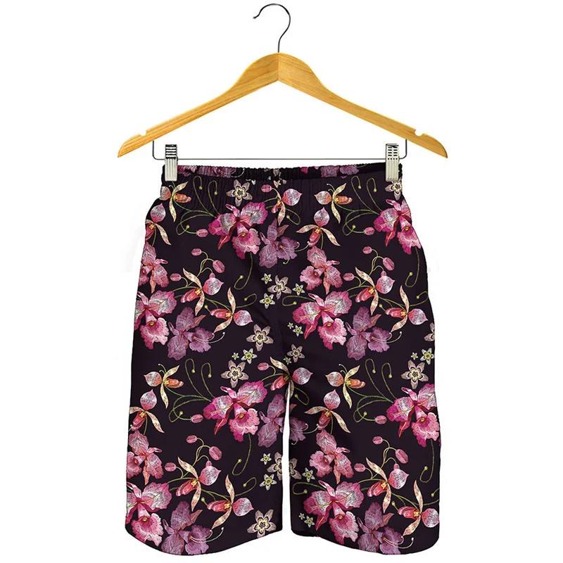 Retro 3D-Druck Blume Strand Shorts Männer Sommer Hawaii schnell trocknen Badehose Blumen Grafik Badeanzug coole Surfbrett Shorts