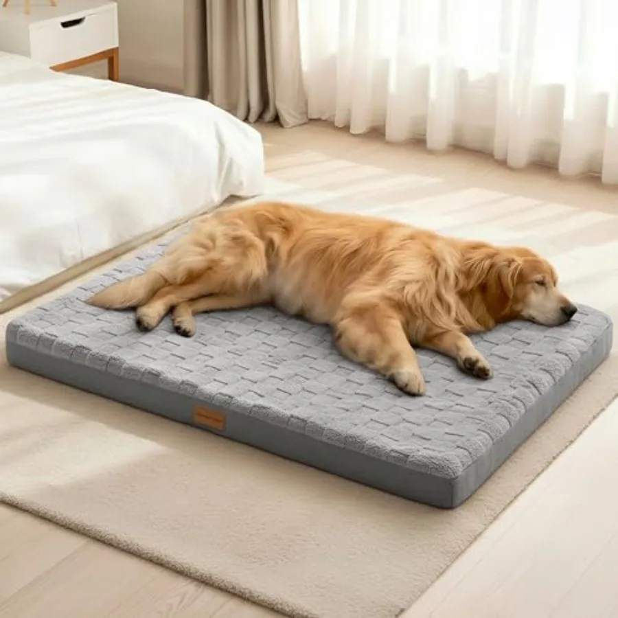 

Ортопедическая лежанка XL для собак крупных пород 48''x30'', водонепроницаемая, мягкая, удобная, с пеной Egg Crate, большой коврик для питомцев в клетку, со съемным чехлом