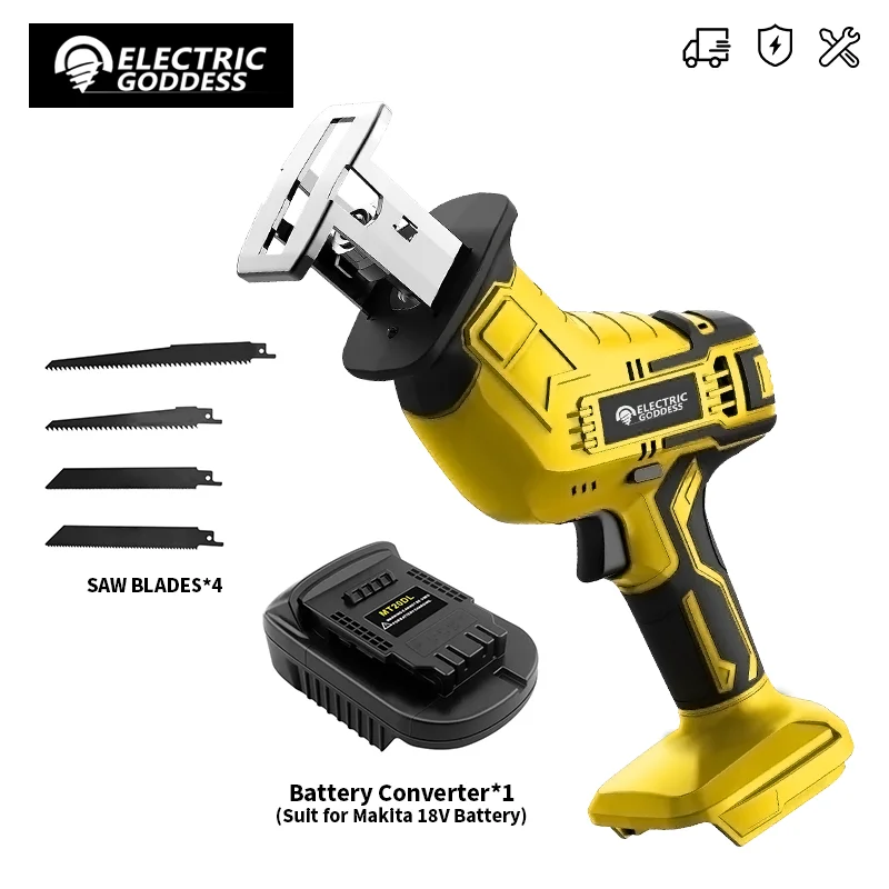 

Беспроводная электрическая сабельная пила, пила для резки дерева и металла, сабельная пила с литиевой батареей, портативная пила, инструмент для Dewalt 20 В BatteryPin