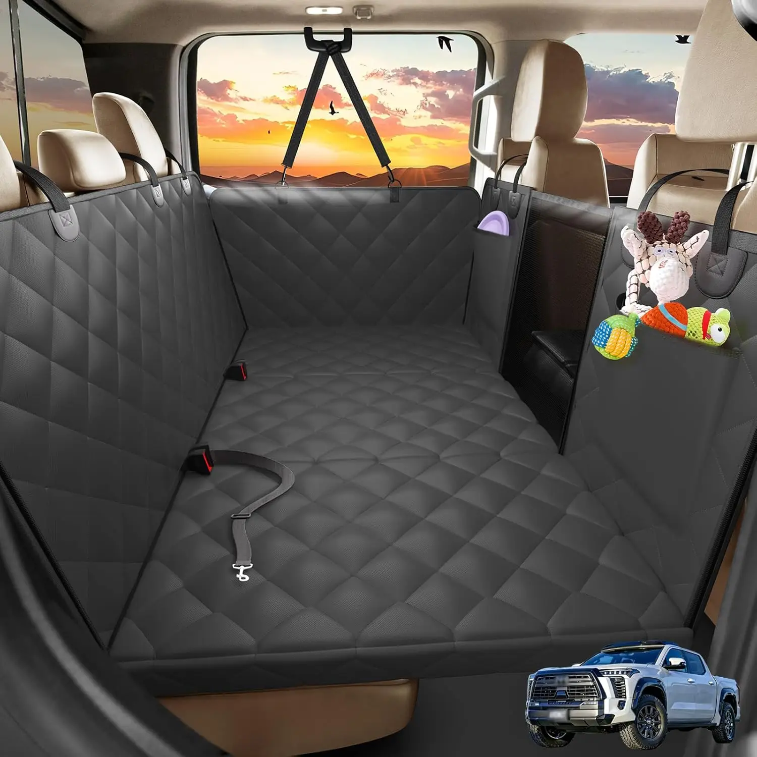 

Чехол на сиденье для собаки грузовика XL с плюшевой пеной, водонепроницаемый и устойчивый к царапинам, подходит для полноразмерных задних сидений пикапа