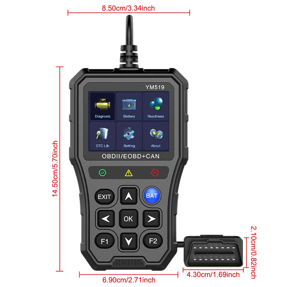 Batterijtester Codelezer Foutcodescanner OBD2 Codelezer Meertalig YM519 Autodiagnosetool Controleer motorsysteem