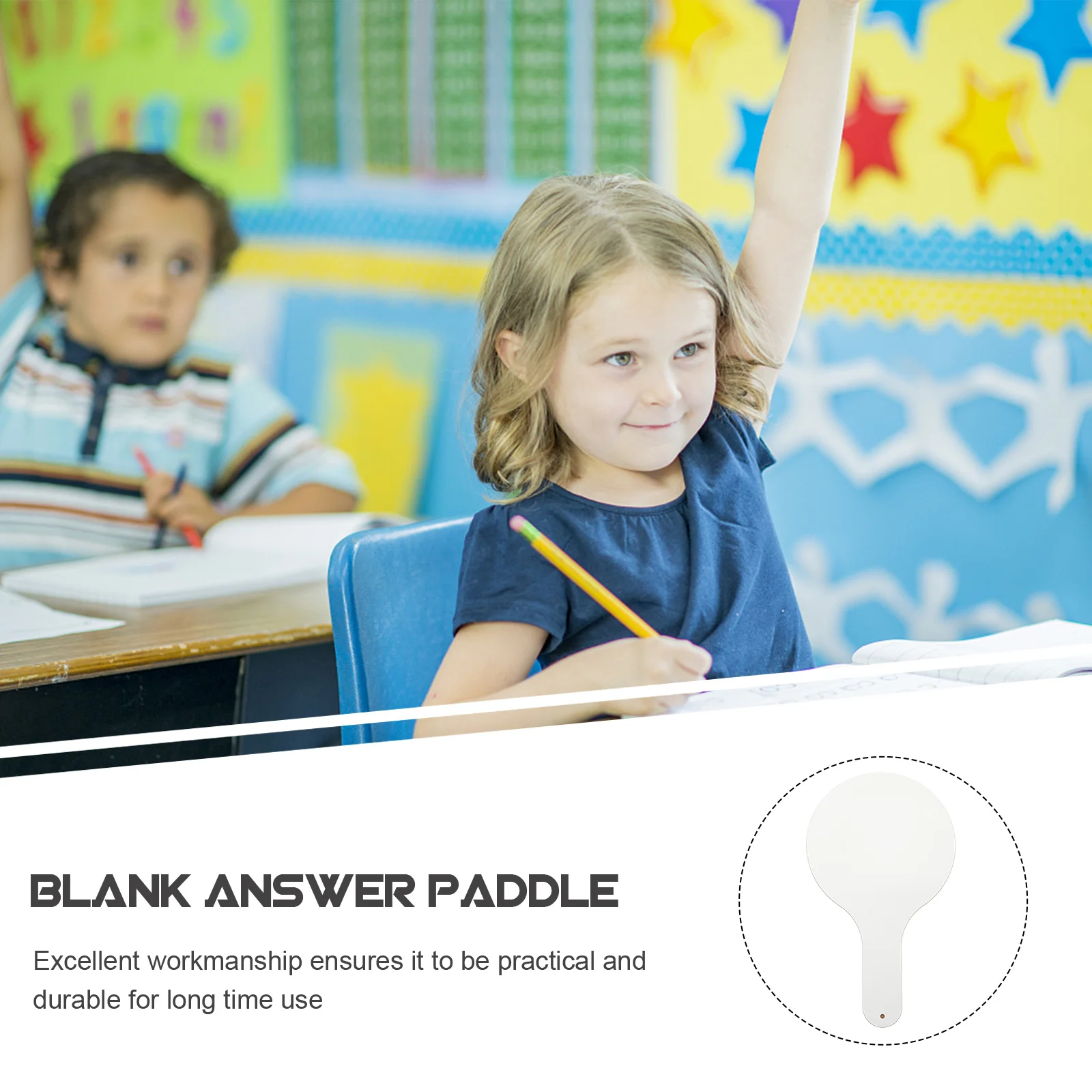 

4pcs Handle Design Answer Paddle Double Sided Erasable Whiteboard For Kids Portable Wooden Dry Erase Paddle Student Writing