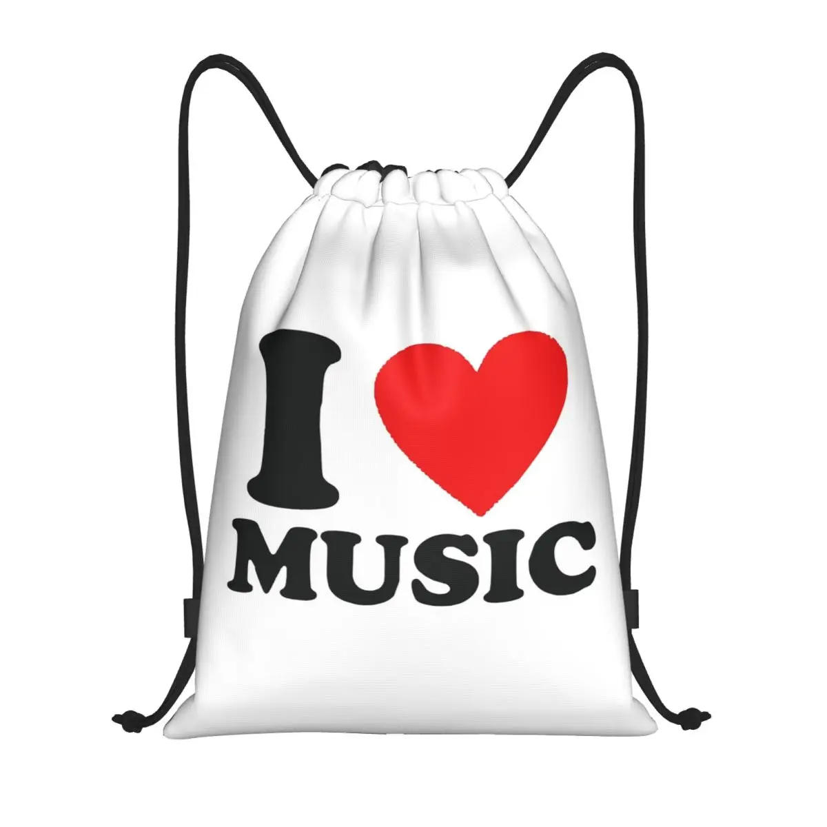 

I Love Music Backpacks Casual Drawstring Bundle Pocket Sports Bag Book Bags for Travel Students