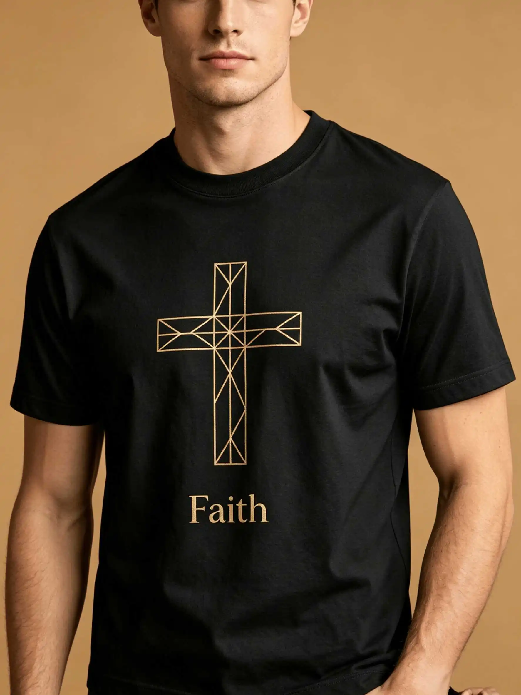 US Local Shipping Summer Cotton Minimal Cross Faith Tee Quiet Luxury Gift S-5XL