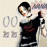 4Pcs/Set Anime Oosaki Nana Earrings Stud Punk Crystal Saturn Piercing Earings Set for Women Jewelry