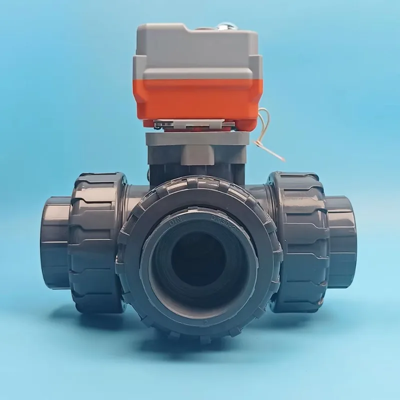 Electric UPVC three-way ball valve