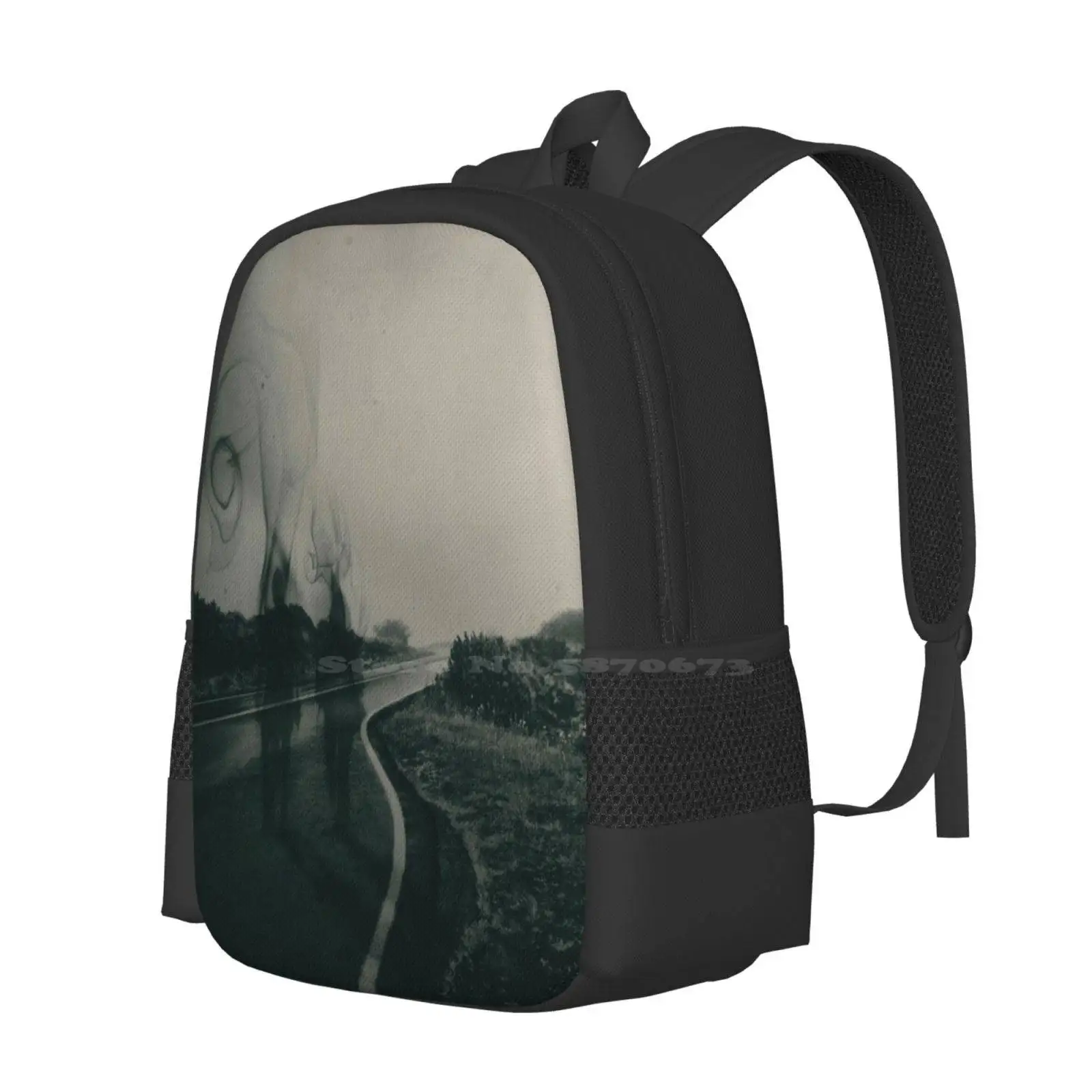 Self And Nature , Releasing My Worries Ii Hot Sale Backpack Fashion Bags Haunting Dark Gothic Nature Sky Road Journey Landscape