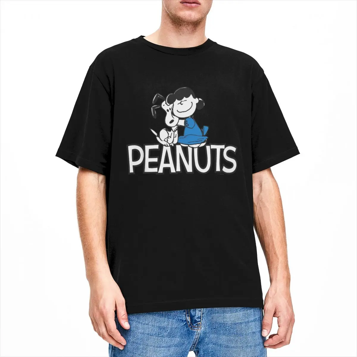 Camiseta Peanuts Snoopy Lucy, camisetas impresionantes de playa, camiseta fresca de algodón a la moda para hombres, camisetas de diseño de manga corta