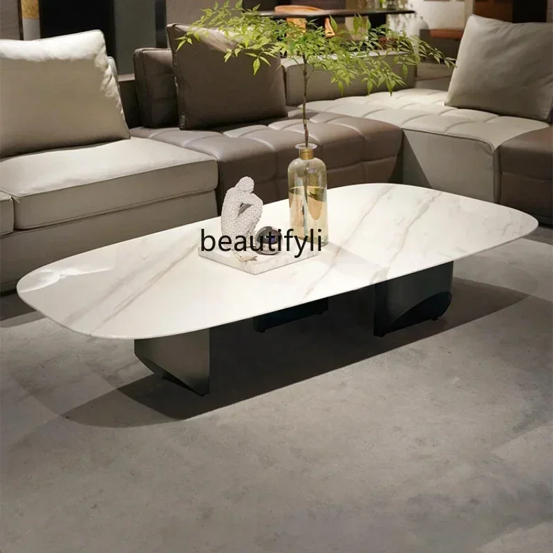 

Q Italian natural, luxury stone minimalist rectangular coffee table light luxury living room natural marble coffee tablehy