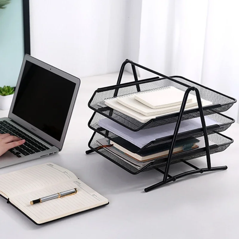 

Office A4 Paper Desk Organizer Document File Letter Book Brochure Filling Tray Rack Shelf Carrier Metal Wire Mesh Storage Holder