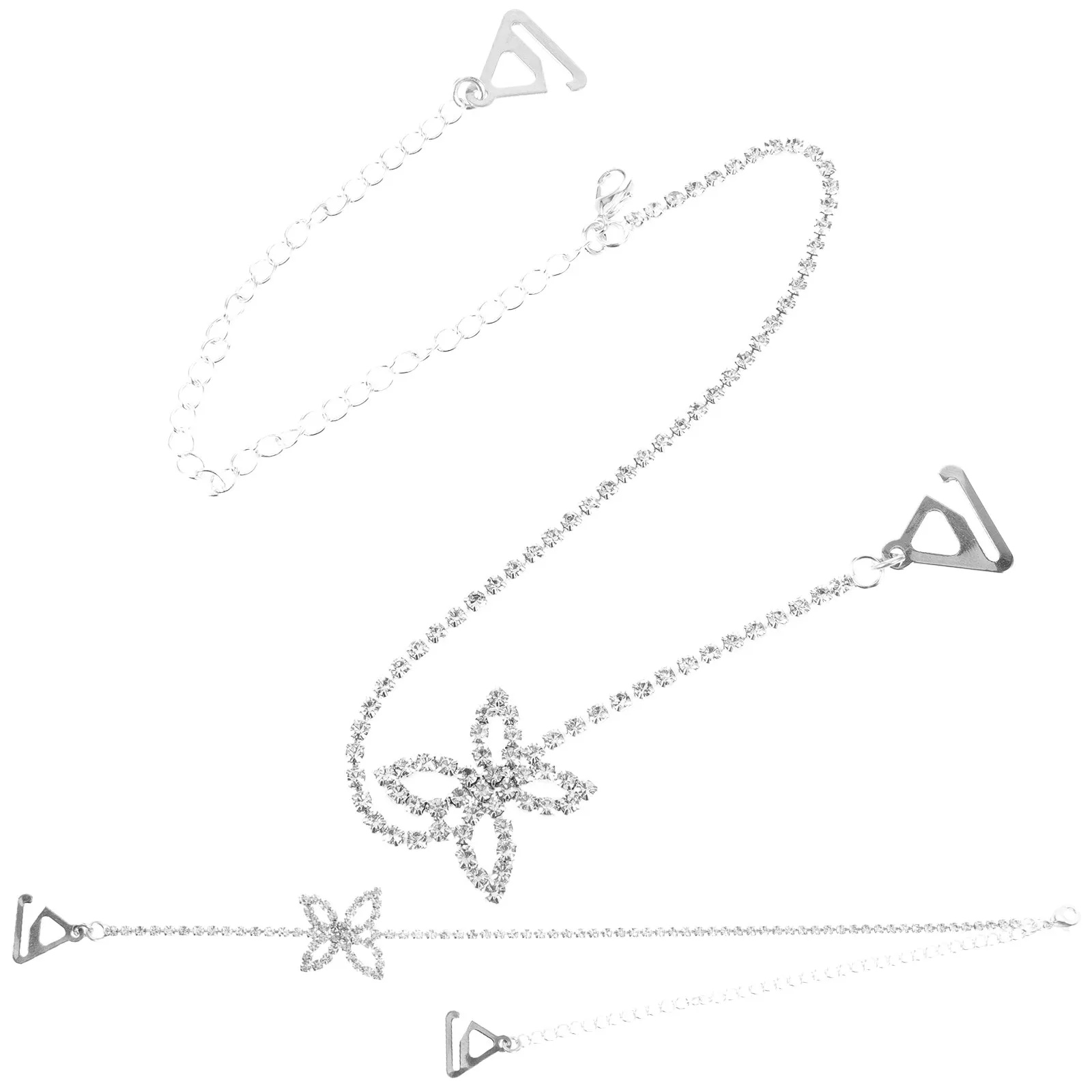 1Pair Adjustable Bra Straps Butterfly Rhinestone Decorative Bra Chain Straps Elegant Comfortable Easy Fit Evening Dress Matching view 4