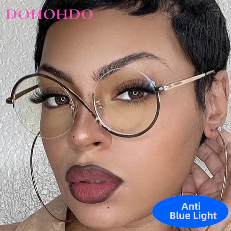 Luxury Designer Metal Round Frame Eyeglasses Women Man Fashion Brand Optical Spectacle Blue Light Blocking Glasses Очки Lent