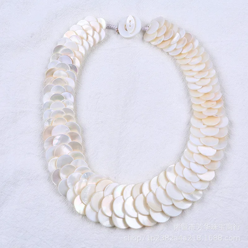 Natural Round Shell Necklace Fashion Jewelry Mother of Pearl Shells Necklaces Rope for Women Gift