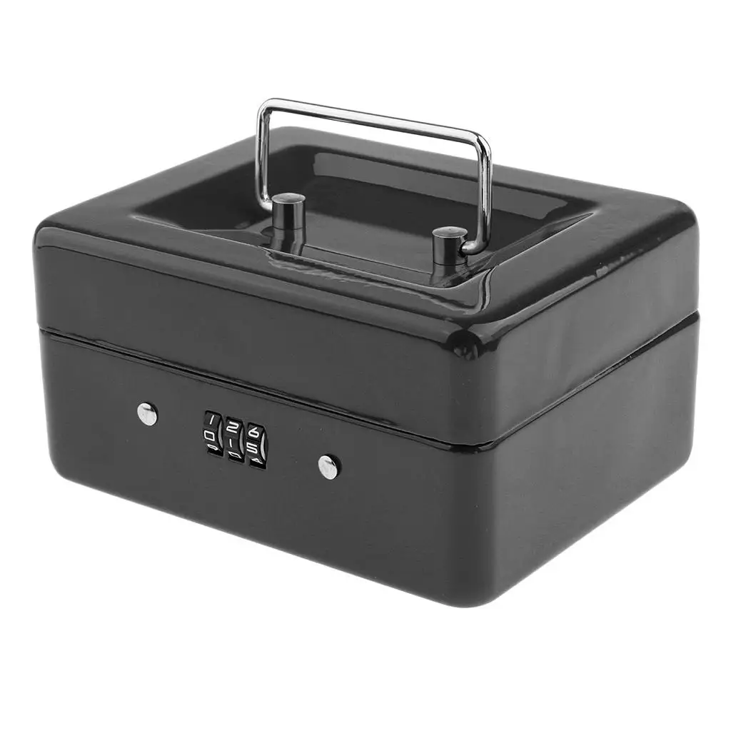 Lockable Key Security Box Portable Travel Case Solid Metal for Money Jewelry Storage