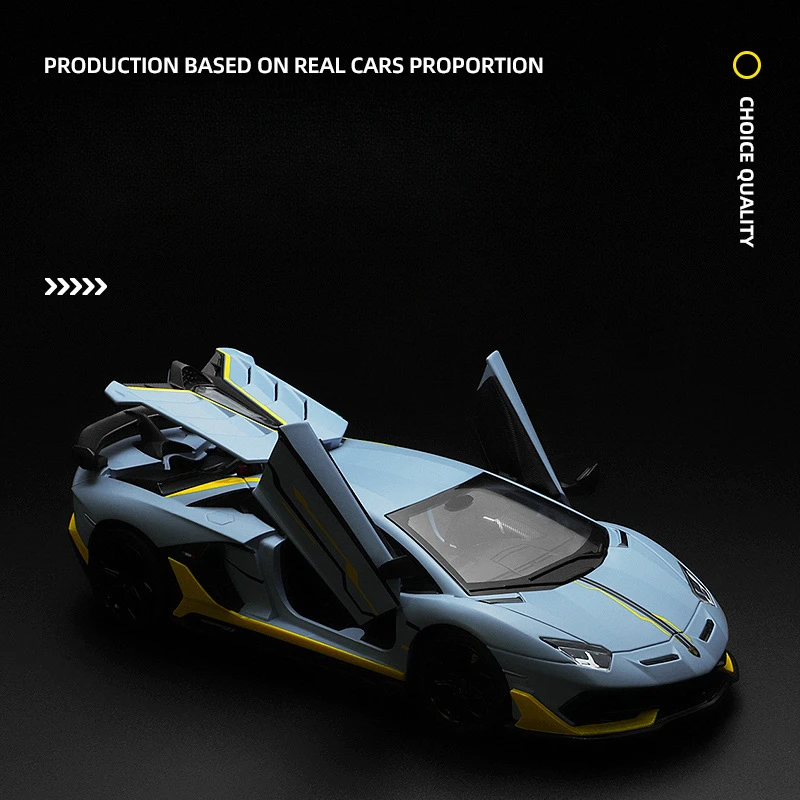 CCA Diecast 1:24 Lamborghini SVJ63 Alloy Supercar Model Sound and Light Collective Home Decor Metal Voiture Miniature Toys Boys