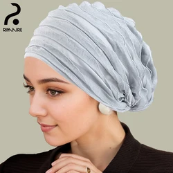 Designer Lace Grey Hijab Hat High Quality Breathable Women's Muslim Stretch Inner Cap Ladies Turban Headscarf Shawl Wrap RIMAIRR