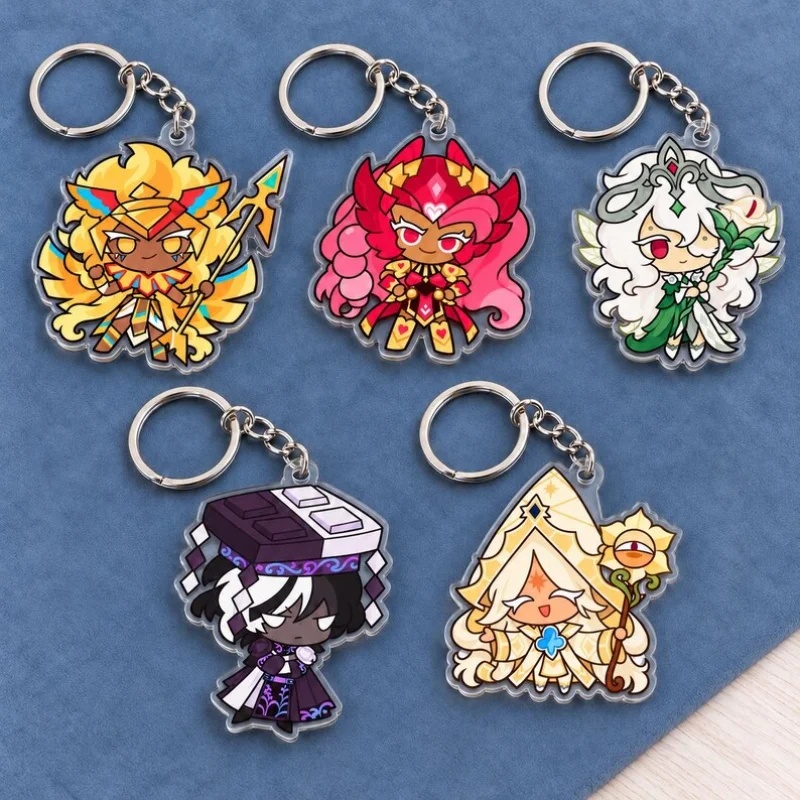 for Cookie Run Kingdom Game New Peripheral White Lily Dark Cacao Pure Vanilla Acrylic Keychain Backpack Pendant Exquisite Gift