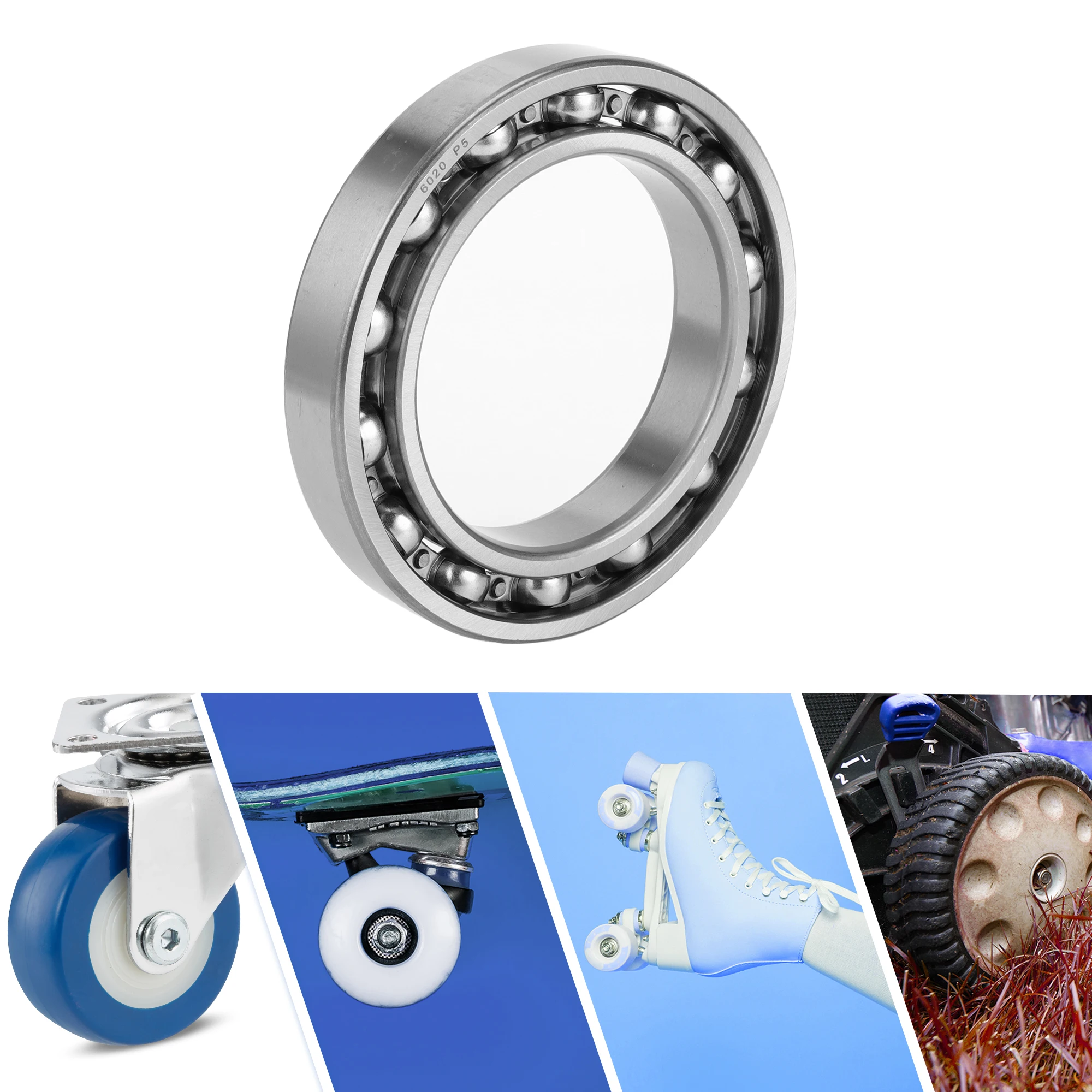 Motoforti 6020 & Deep Groove Ball Bearings P5 100x150x24mm Lubricated Bearings Open Type Silver Tone Scooter Skateboard Wheel