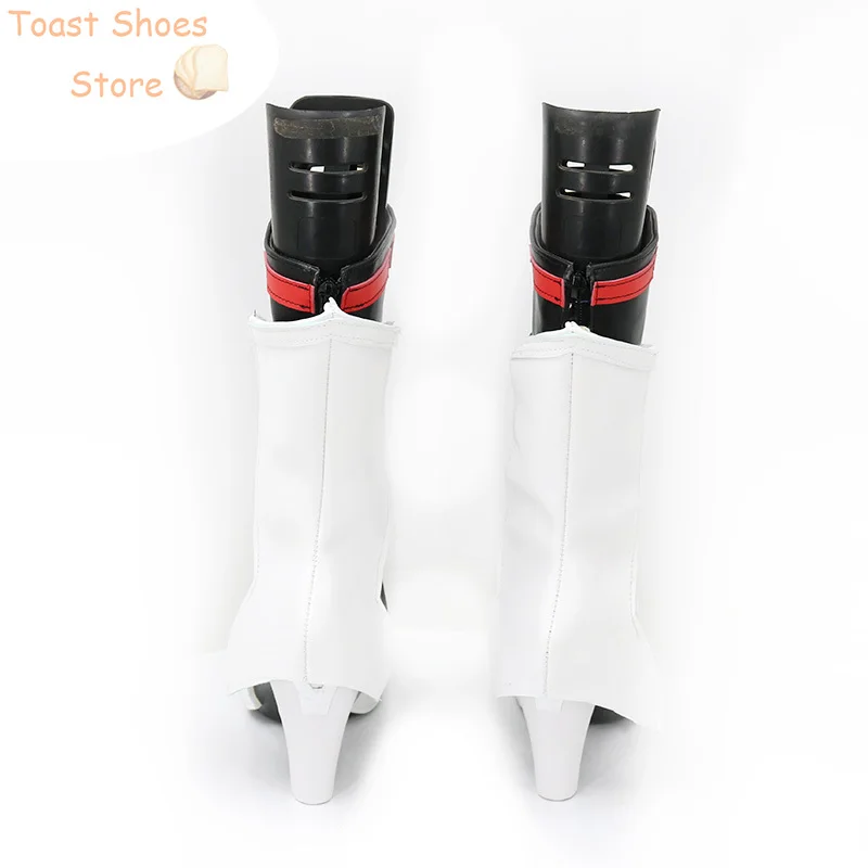 Zapatos de cuero PU de tacón alto para Cosplay, botas de Carnaval de Halloween, utilería para disfraz, gris