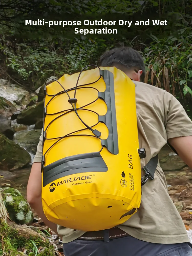حقيبة ظهر متعددة الوظائف للتخييم في الهواء الطلق مقاومة للماء مع حجرة حرارية وحقيبة محمولة للثلج وفصل للأشياء الرطبة والجافة