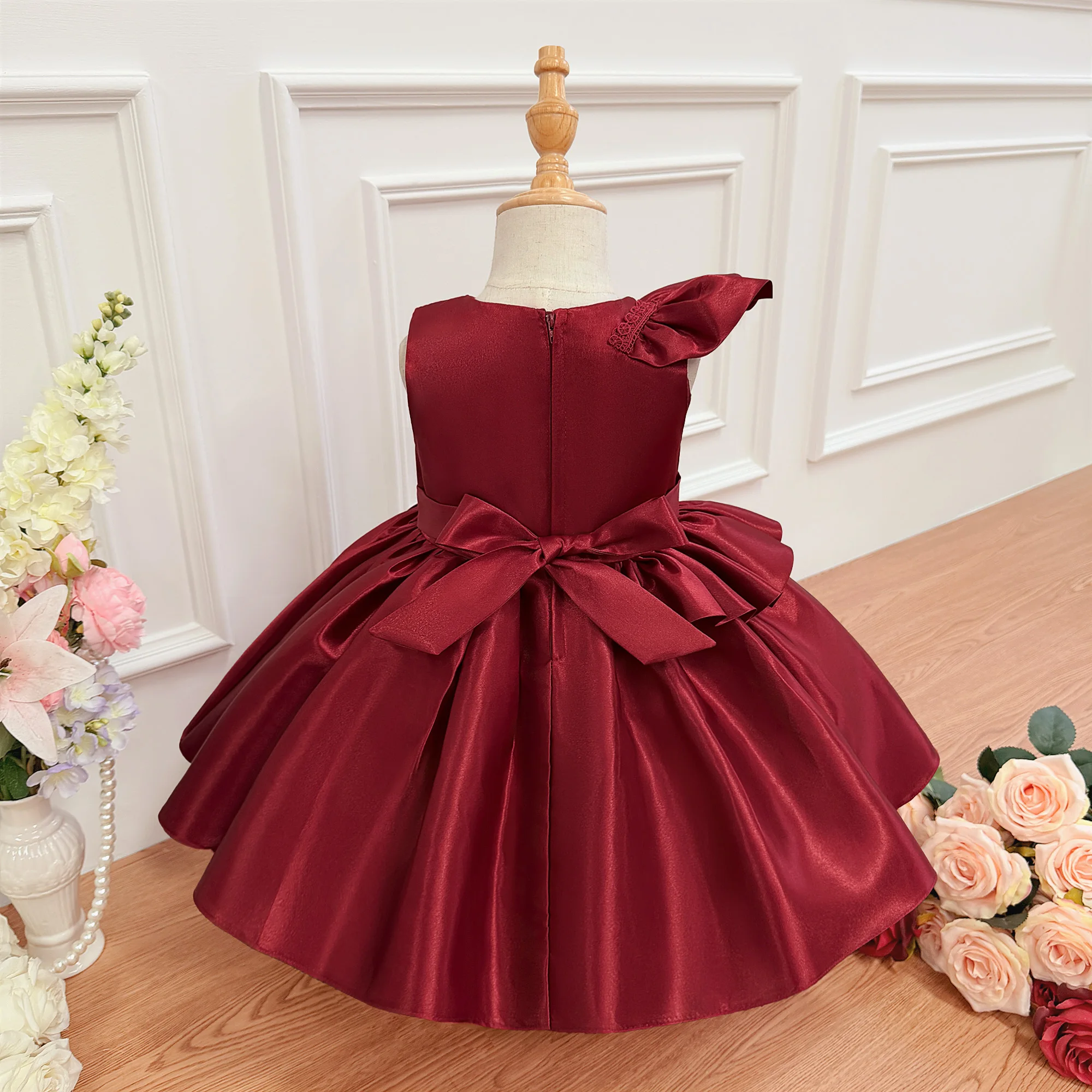 Weihnachtsparty-Kleider für Kleinkinder, elegante Schleifenkleider für Mädchen, 1. Geburtstag, Hochzeit, Brautjungfernkleider, Neujahrs- und Weihnachtskostüme für Mädchen – Detail 4