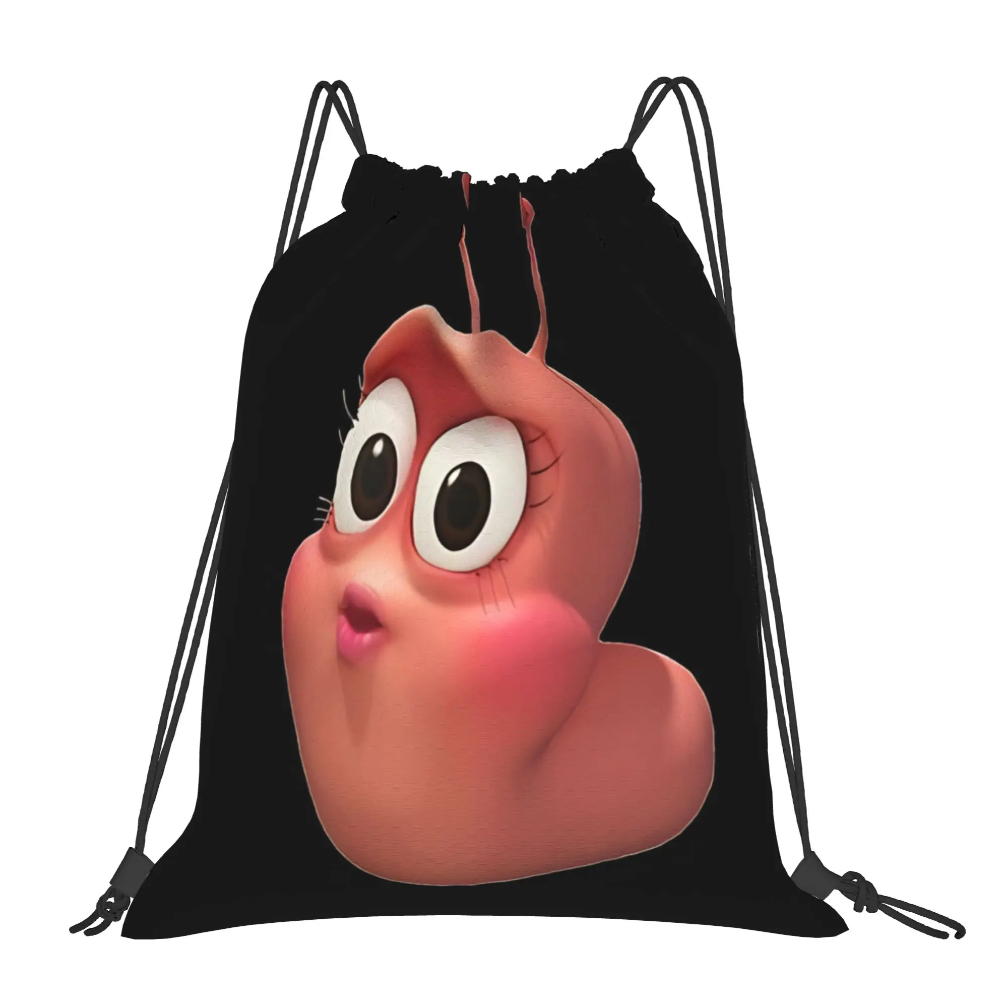 Larva cute striped worm character  Portable Travel Riding Gym Drawstring Storage Sporty Backpacks