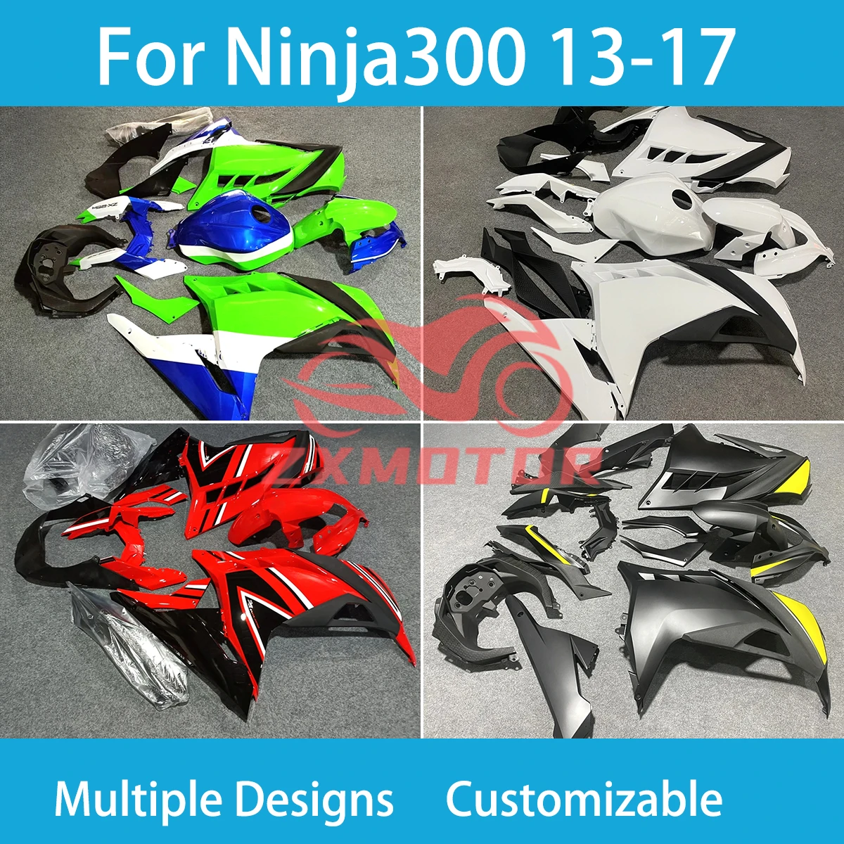 Fairing Body Kit for KAWASAKI Ninja250 13 14 15 16 17 Motorcycle Accessories Customized Fairings Set Ninja300 2013-2017