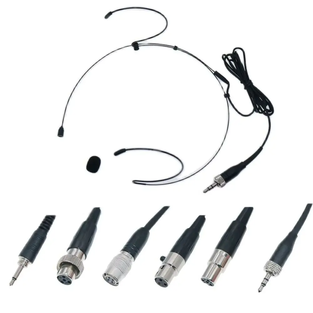

Black HM200 Omnidirectional Headset Microphone Double Ear HeadMic For Sennheiser Shure AKG Samson MiPro Audio-Technica BeltPack